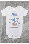 Kép 1/2 - Máté(saját név) 1 éves - Egyedi adatokkal, első születésnapi baba body