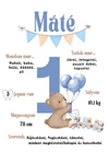 Kép 2/2 - Máté(saját név) 1 éves - Egyedi adatokkal, első születésnapi baba body