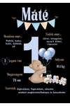 Kép 2/2 - Máté(saját név) 1 éves - Egyedi adatokkal, első születésnapi baba body