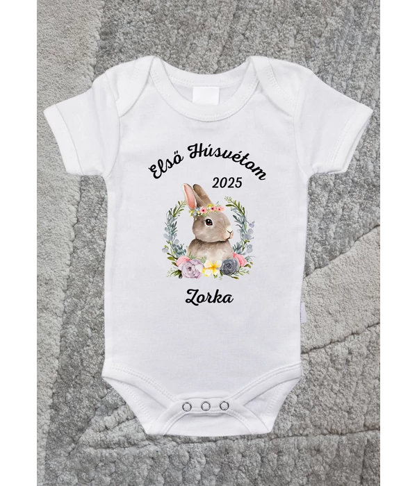Első húsvétom - Zorka(Saját név) - Egyedi húsvéti nyuszis baba body