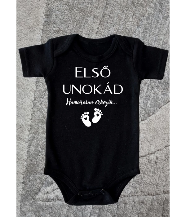Első unokád - Hamarosan érkezik - babavárást bejelentő egyedi baba body