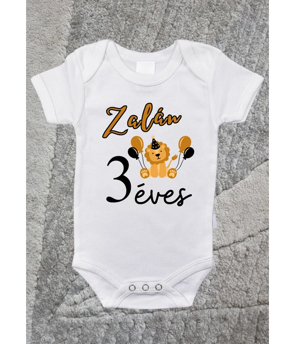 Zalán(saját név) 3(saját életkor) éves - Egyedi oroszlános szülinapos póló/body